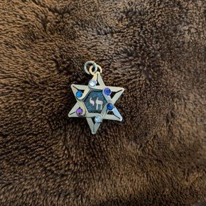 Seeka Women's STAR OF DAVID Chai Pendant Stainless Steel Hand Painted w/Crystals